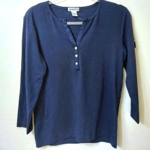 Chico's Sailor Tee Blue Size 8 3/4 Sleeve
